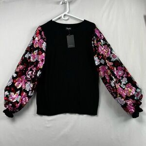 Fate Black Sweater with Floral Sleeves
